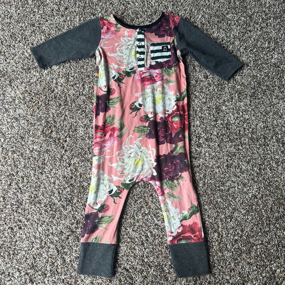 Rags Pink Floral Modal Henley Romper size 2T